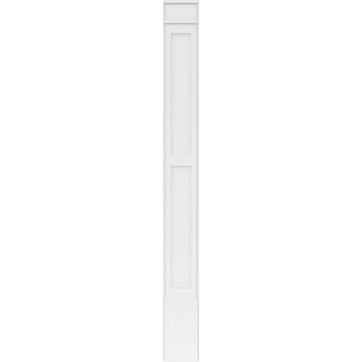 7x22W x 102x22H x 2x22P Two Equal Flat Panel PVC Pilaster with Decorative Capital & Base (Pair) U109568