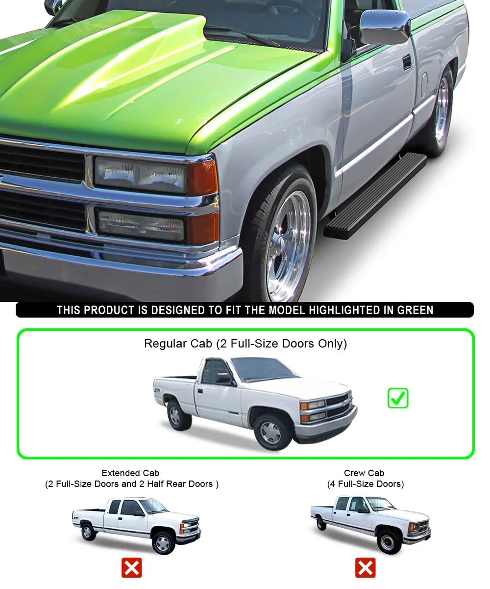 5 inches Black Stainless Steel Running Boards Y52801