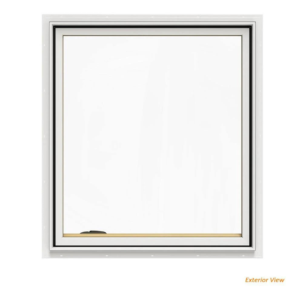 36.75 in. x 40.75 in. White Painted Clad Wood Left-Handed Casement Window with Mesh Screen H4857