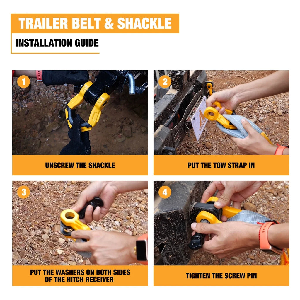 4"x 30FT Tow Strap Recovery Kit with 3/4" D-Ring Shackles and Bag G425