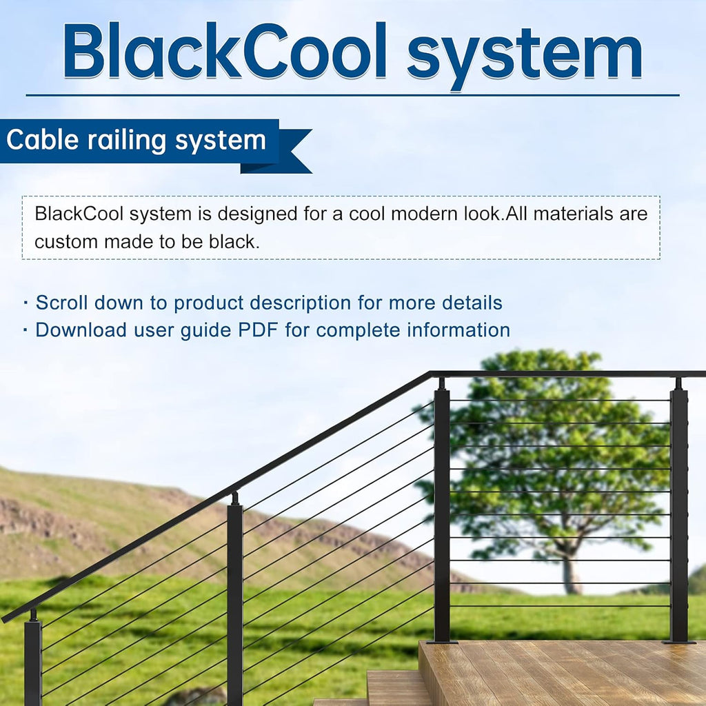 Black Square Weldless Stainless Steel Cable Railing Post 4Pack T49228