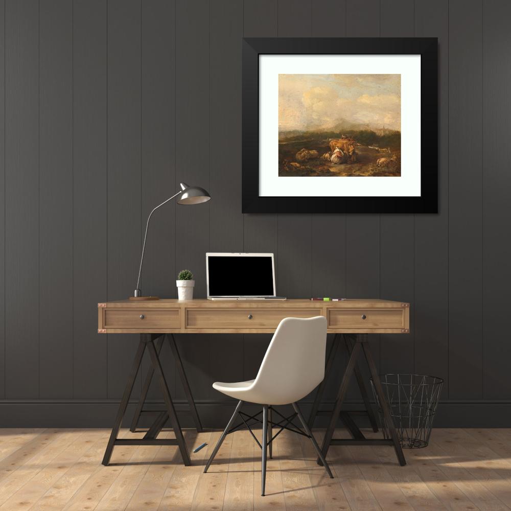 Italian Landscape with Cattle Framed Museum Art Print W216769