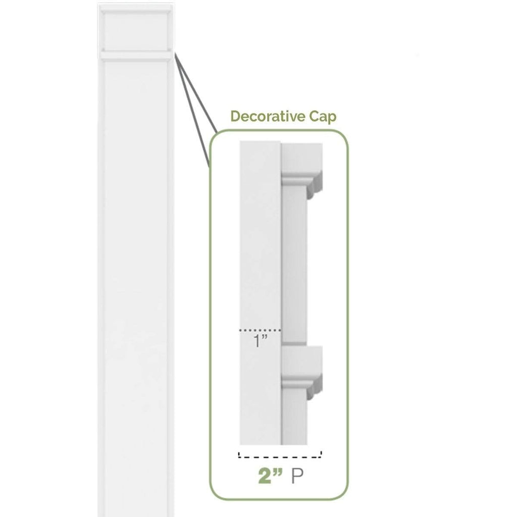 7x22W x 102x22H x 2x22P Two Equal Flat Panel PVC Pilaster with Decorative Capital & Base (Pair) U109568