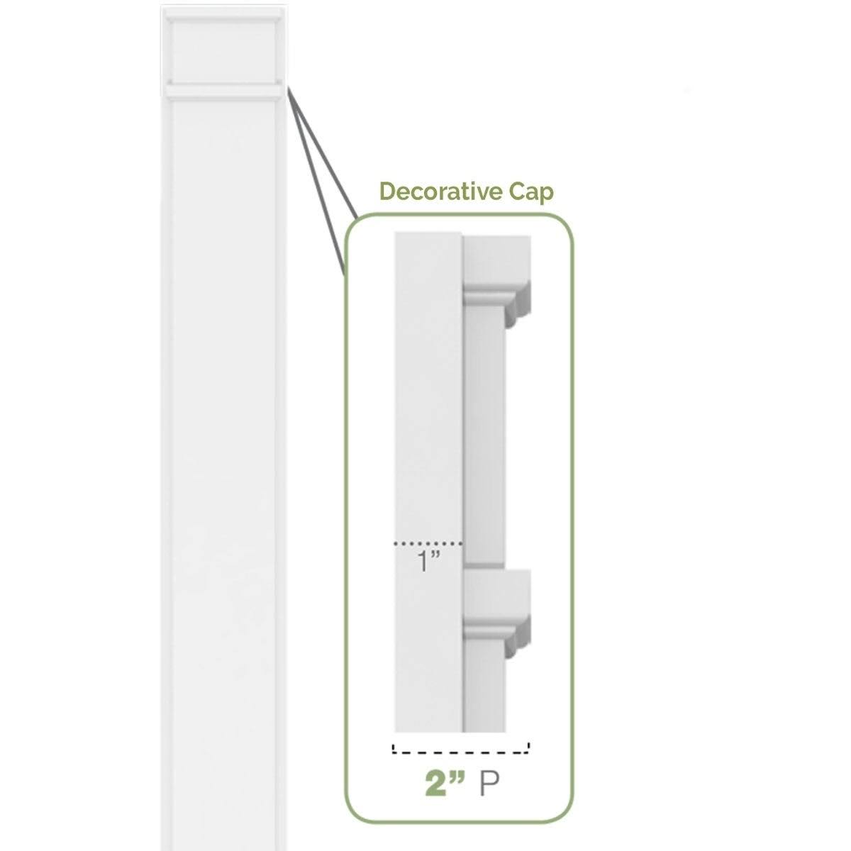 7x22W x 102x22H x 2x22P Two Equal Flat Panel PVC Pilaster with Decorative Capital & Base (Pair) U109568
