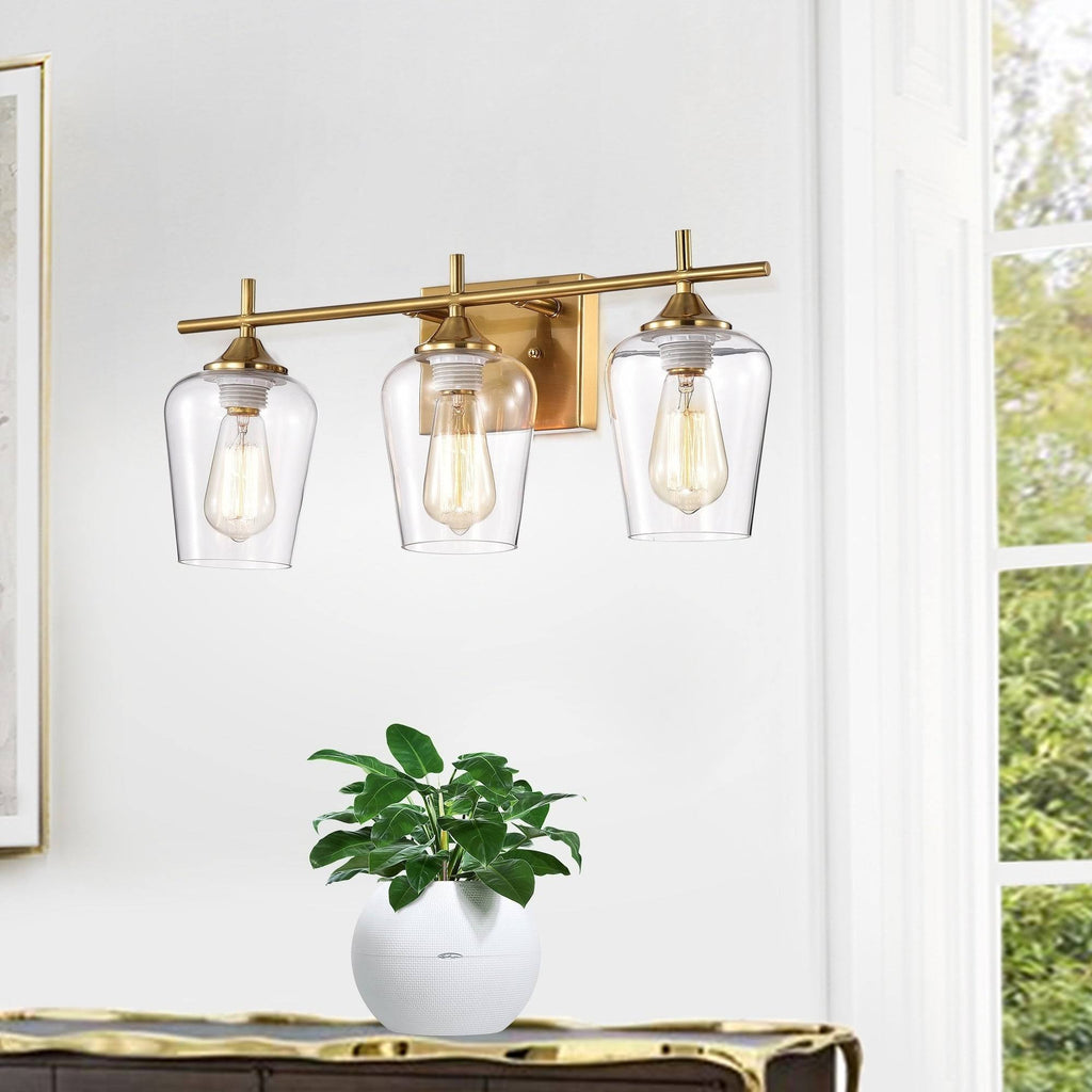 Polished Brass Wall Sconce with Glass Shades R504197