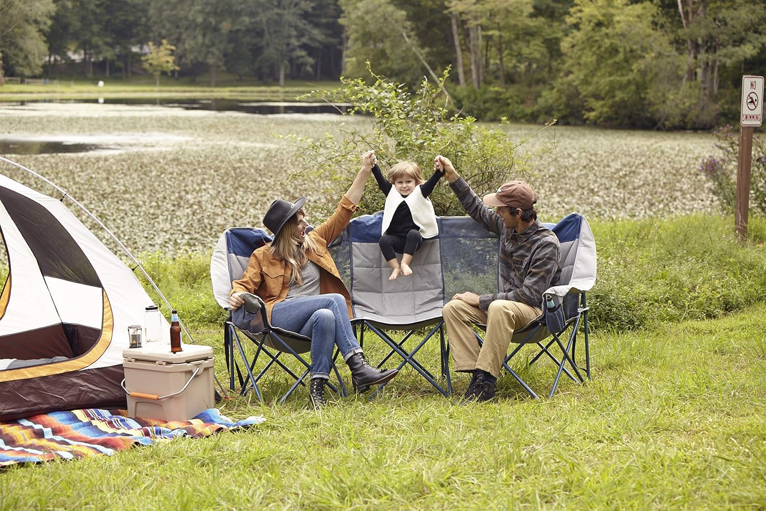 Triple Loveseat Folding Double Camp Chair X42161