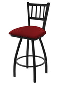 Black Wrinkle Swivel Stool with Paprika Seat G691450