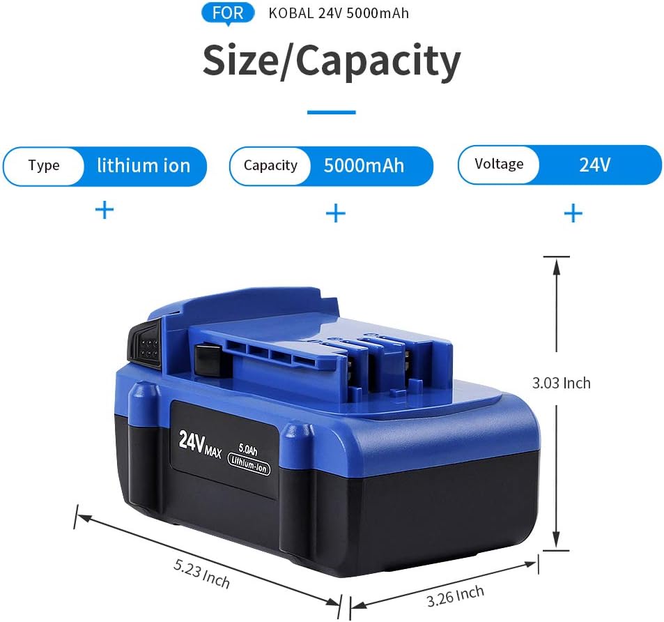 24V 5.0Ah Lithium Ion Cordless Tools Battery 2Pack Z6457