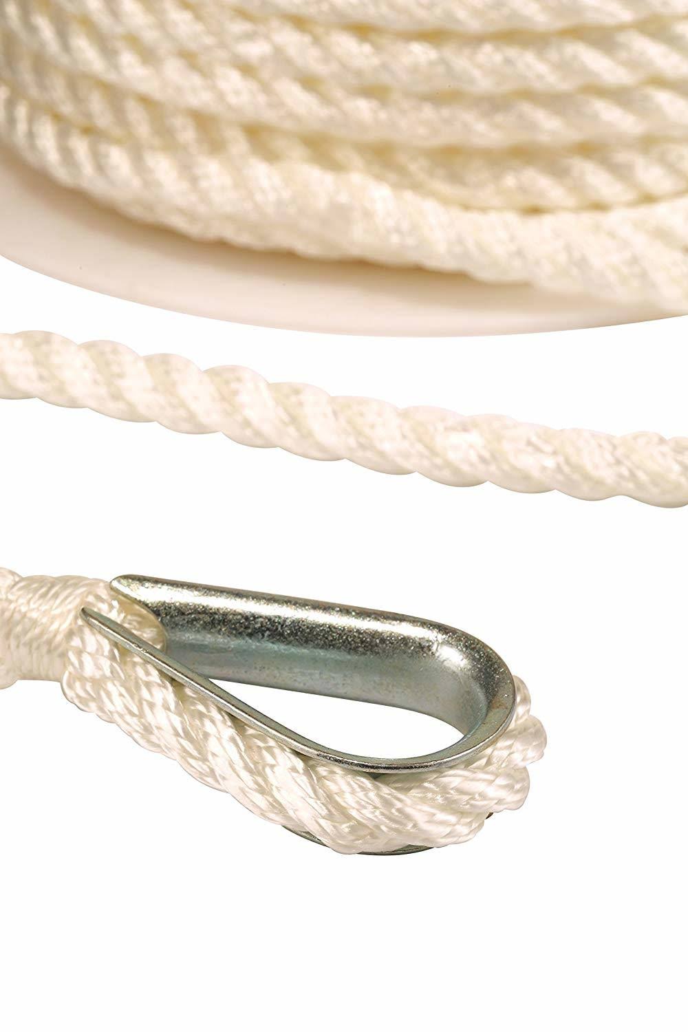 Nylon Twisted Anchor Line with Thimble (3/8-Inch x 200-Feet) L102105