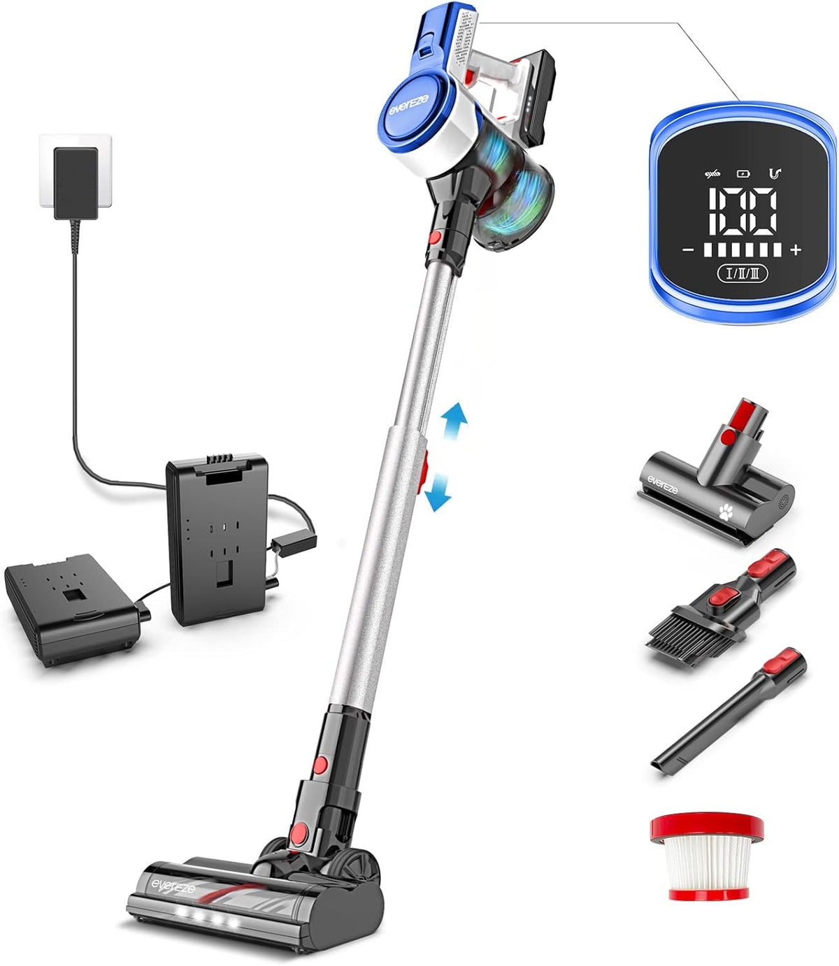 Cordless Stick Vacuum with 250W 25kPa Suction 50Mins Runtime 4 in 1 Lightweight Rechargeable Handheld V955771