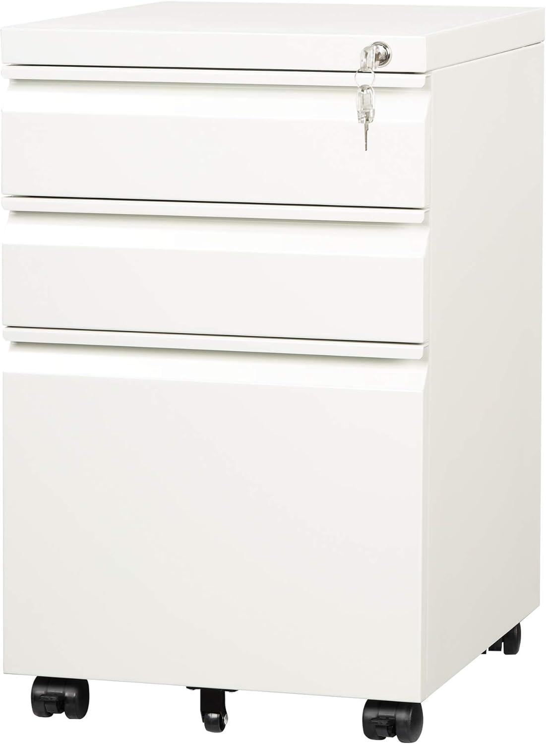 White 3 Drawer Mobile File Cabinet P2512