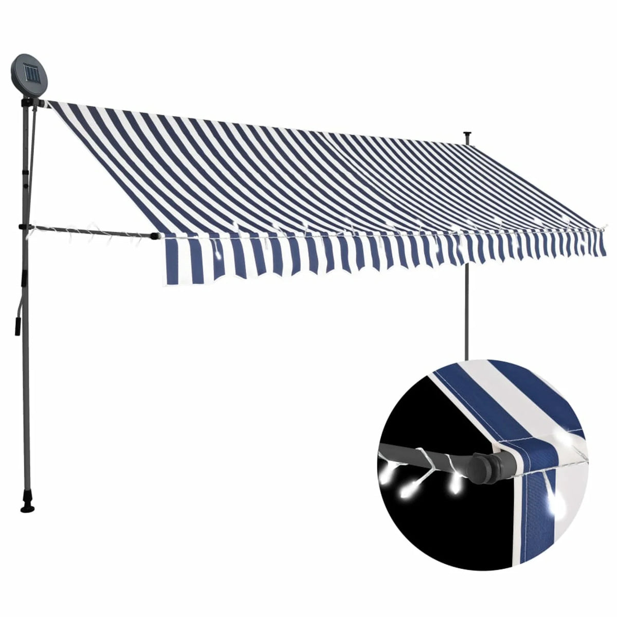 Retractable Awning with LED 157.5" Blue and White M240