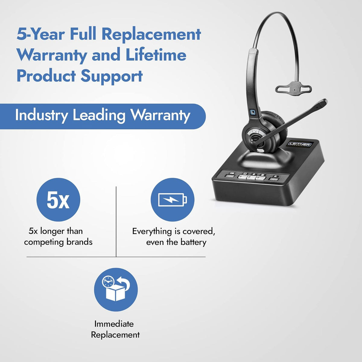 Wireless DECT Office Headset with Bluetooth for Desk Phone, Computer and Bluetooth Device P712784