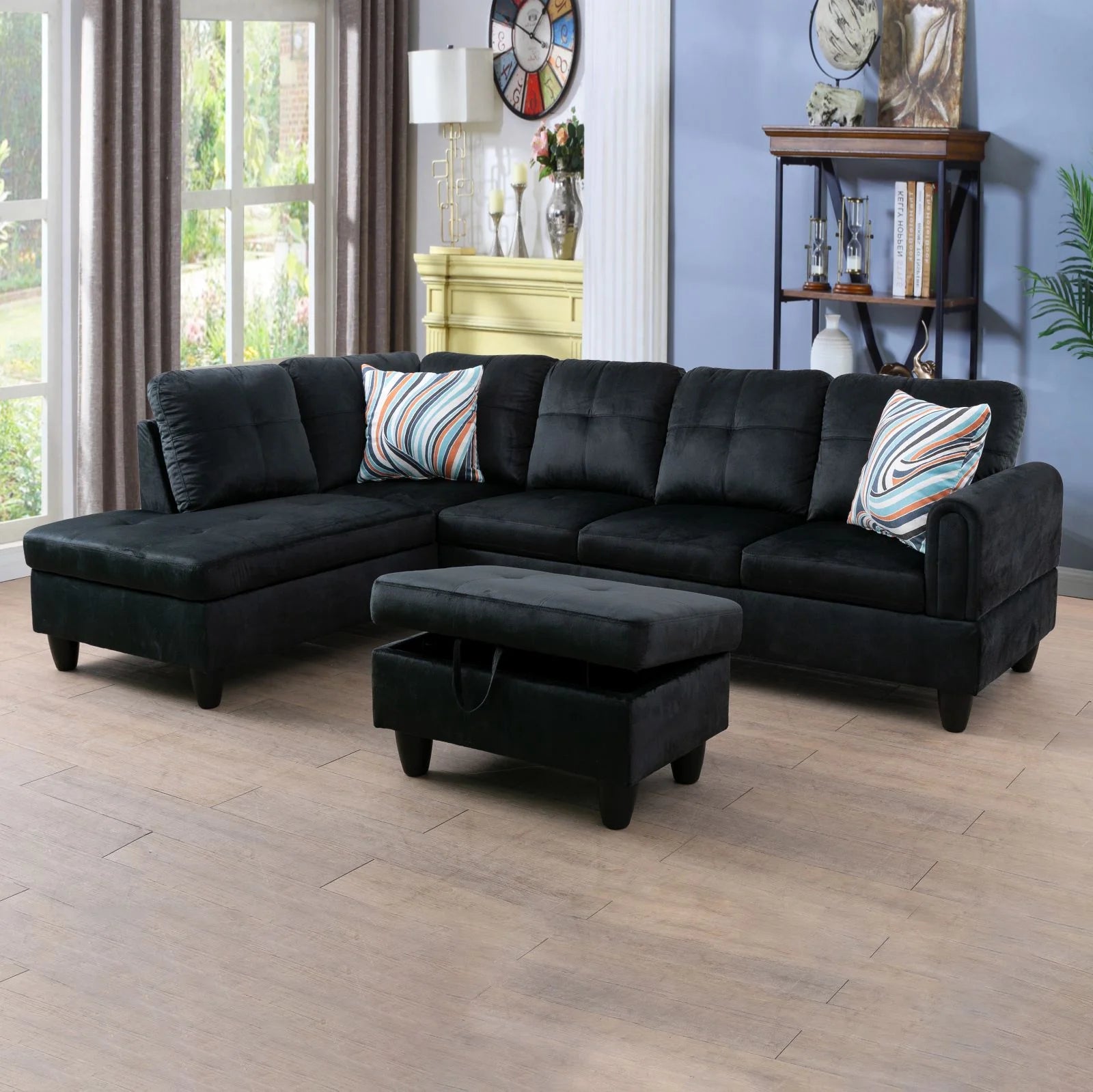 Black Flannel Sofa Set T63420