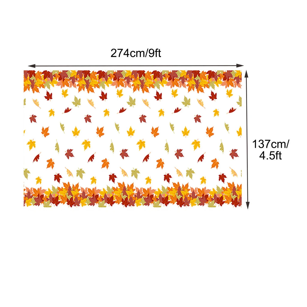4.5x 9 FT Plastic Fall Leaf Tablecloth K213