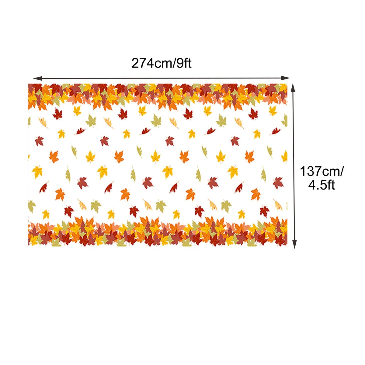 4.5x 9 FT Plastic Fall Leaf Tablecloth K213