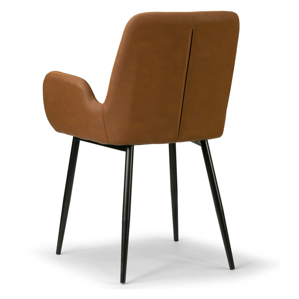Brown Faux Leather Arm Chairs (Set of 2) P144