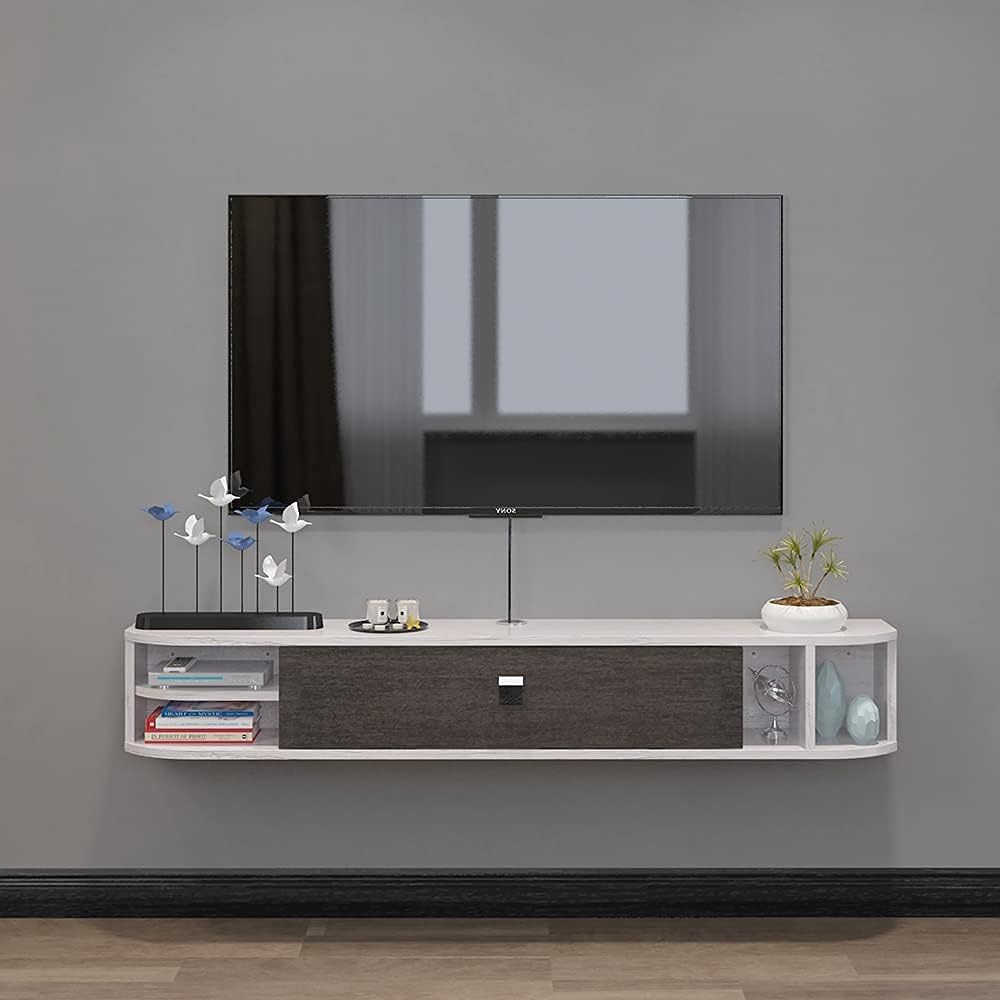 Gray-White Floating TV Shelves B987