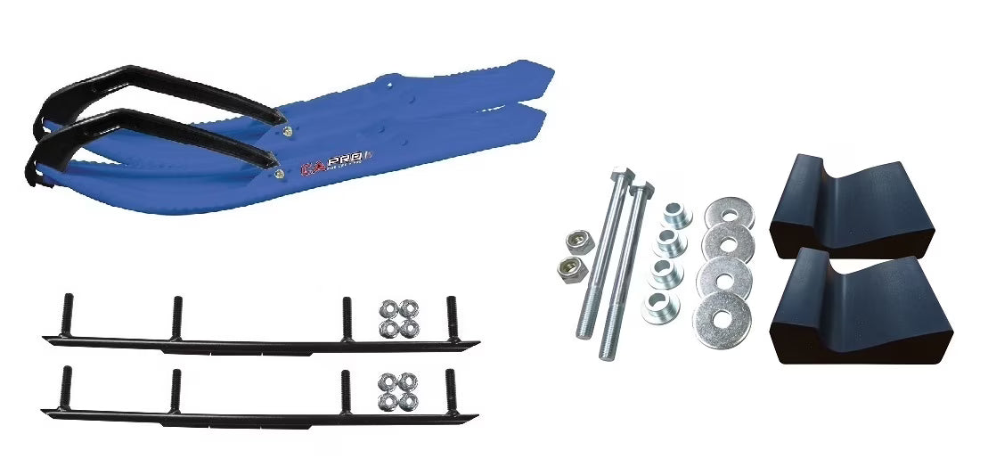 Blue Snowmobile Skis with 6" Round Bars Complete Kit Y452004