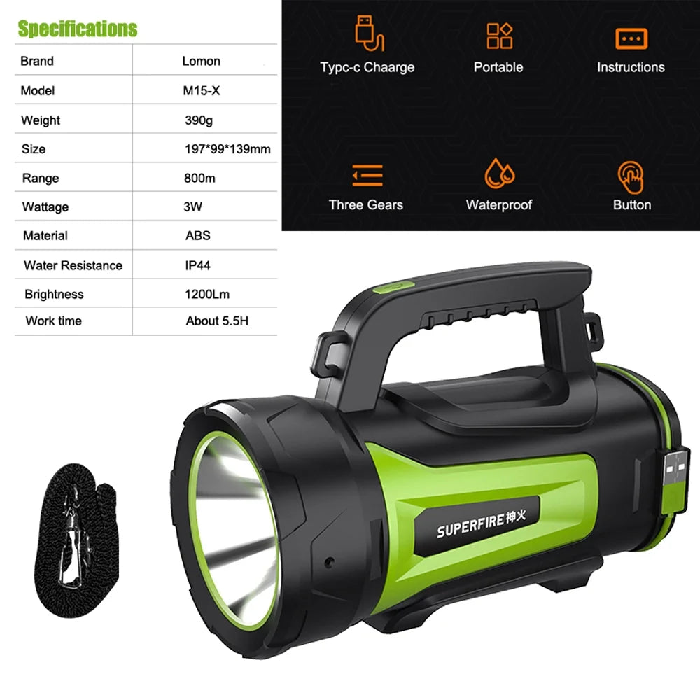 USB Rechargeable Waterproof LED Flashlight Lantern H864941