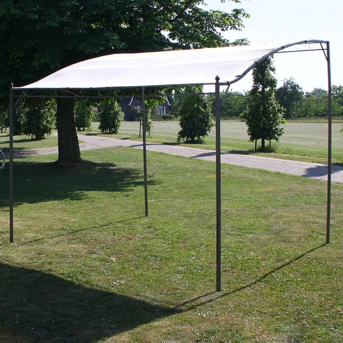 Cream White Steel Frame Garden Canopy Tent Sun Shelter 9.8ft x 8.2ft F692842