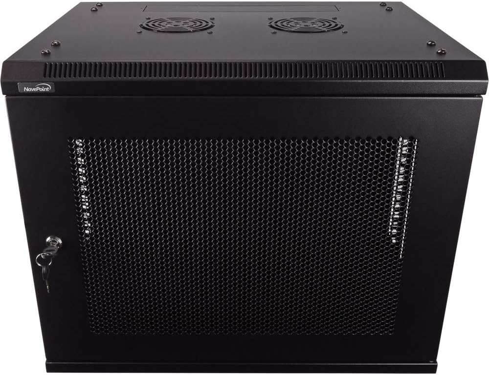 9U Wallmount Cabinet Enclosure 19-Inch Server Network Rack with Locking Perforated Door Black B563