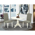 3-piece Wood Dining Set in Linen White/Dark Shitake Z209