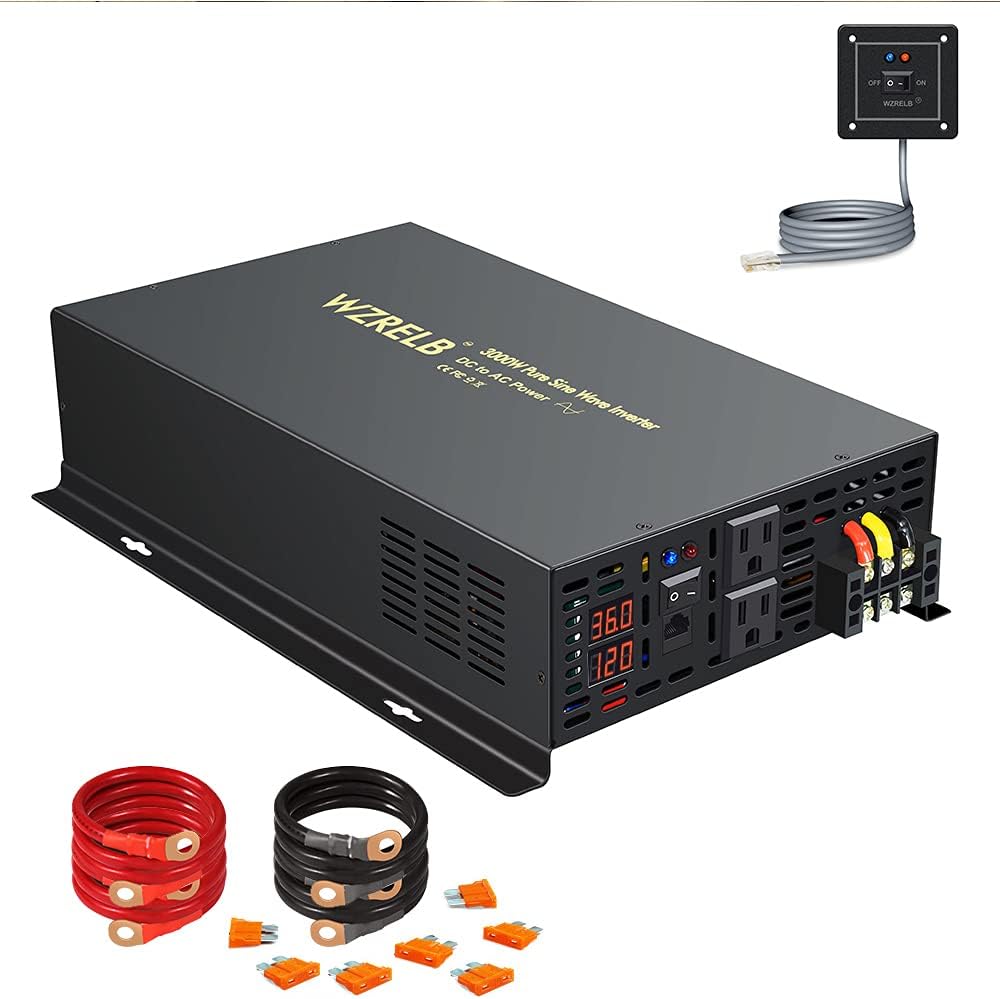 3000Watt Pure Sine Wave Power Inverter with Remote Control Dual AC Outlets C563079