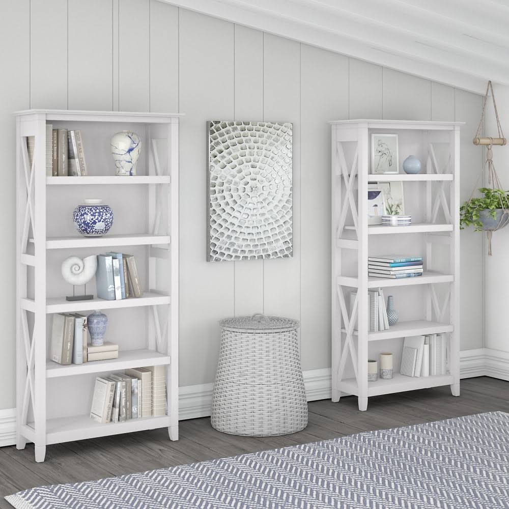 5 Shelf Bookcase Set in Pure White Oak I295325