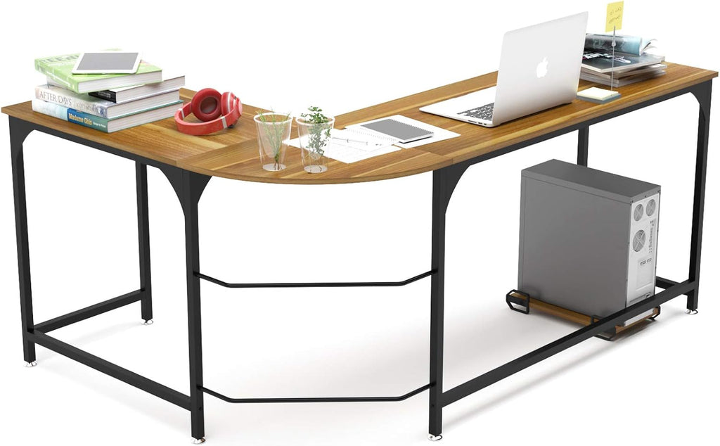 Reversible L-Shaped Desk Corner Computer Desk Wooden Table Q1086