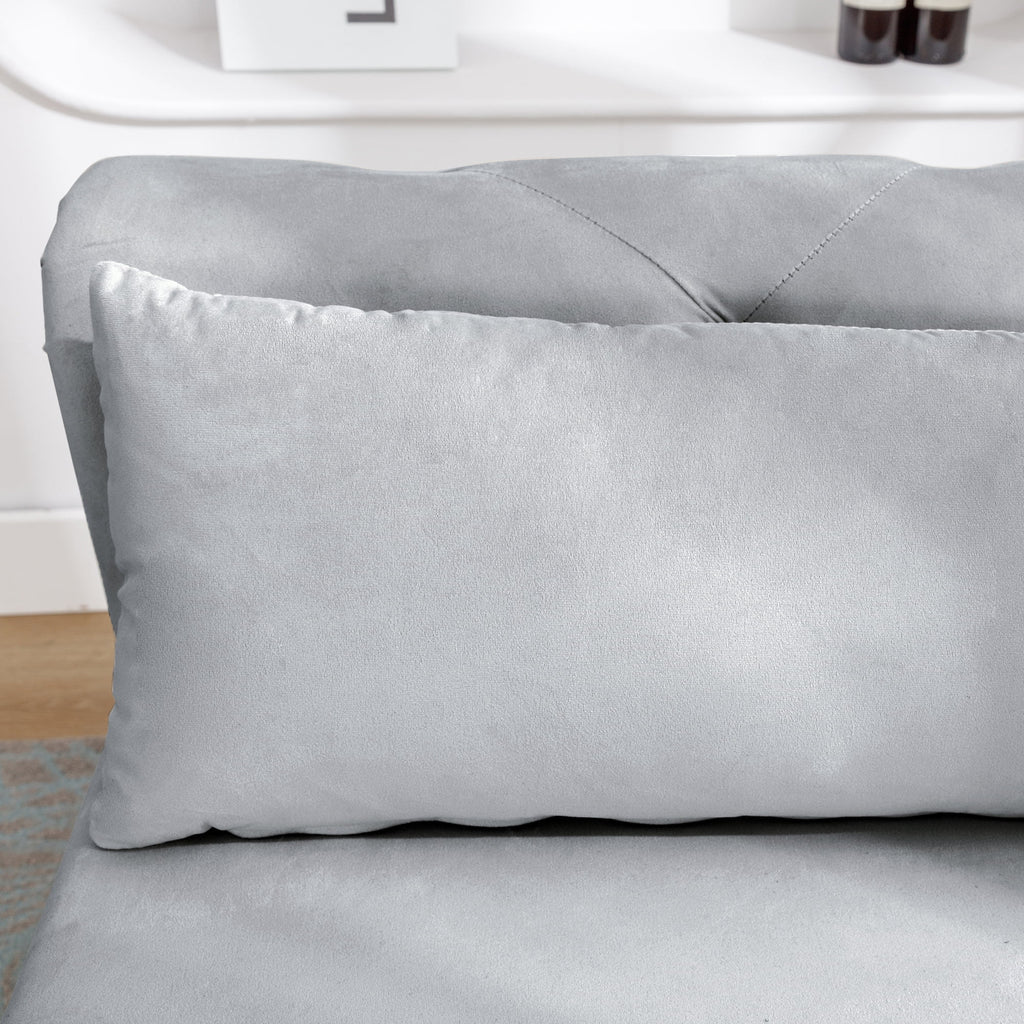 Grey Velvet Chaise Lounge with Storage and Pillow M4310