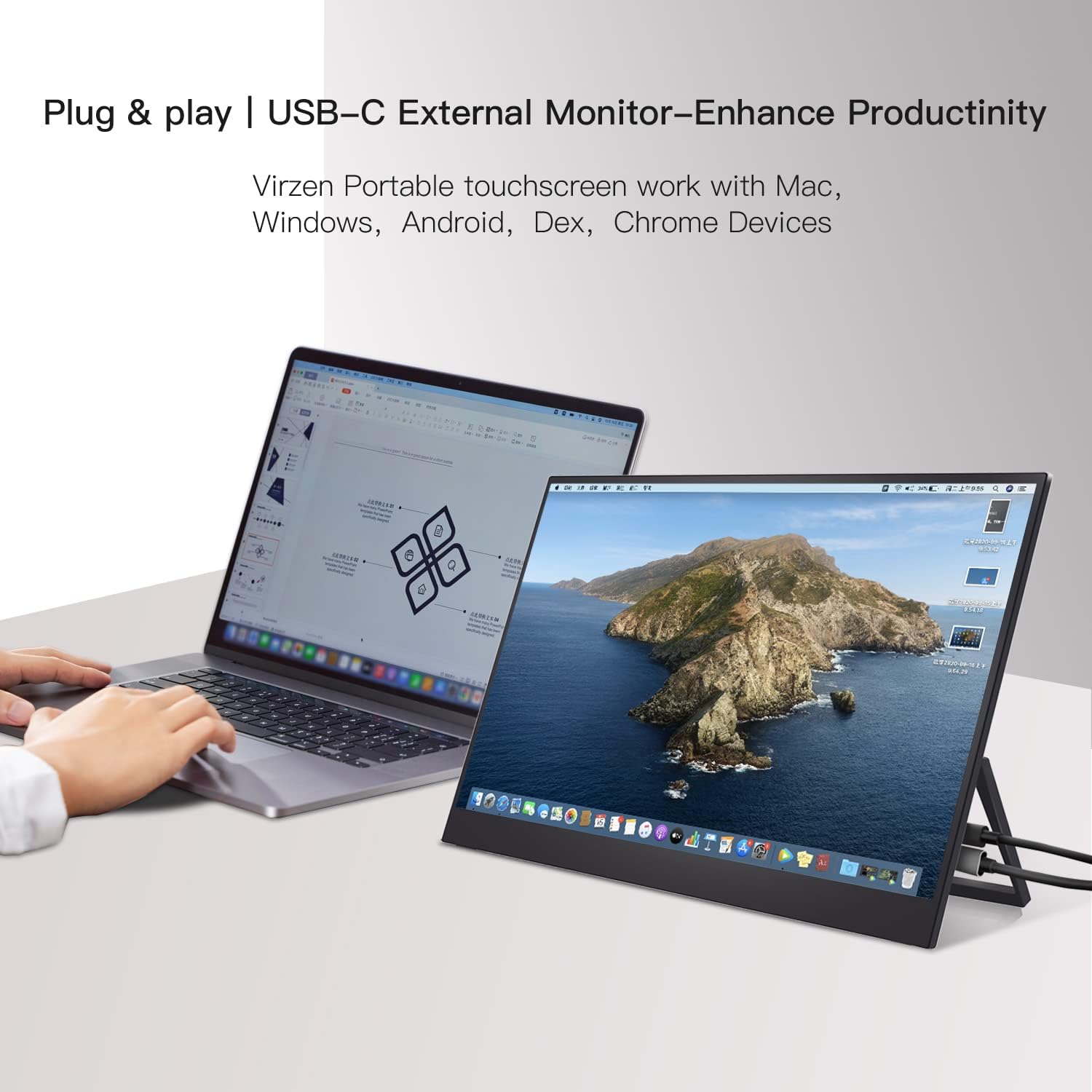 15.6" 1080P Touchscreen Portable Monitor with Kickstand O649992
