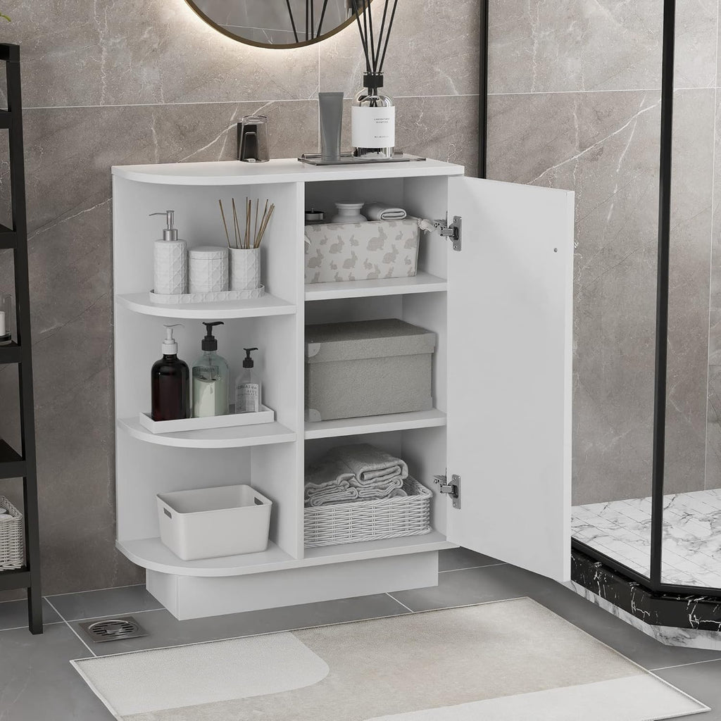 White Freestanding Organizer Cabinet with Adjustable Shelves G272