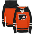 Orange Lace-Up V-Neck Pullover Hoodie O408198