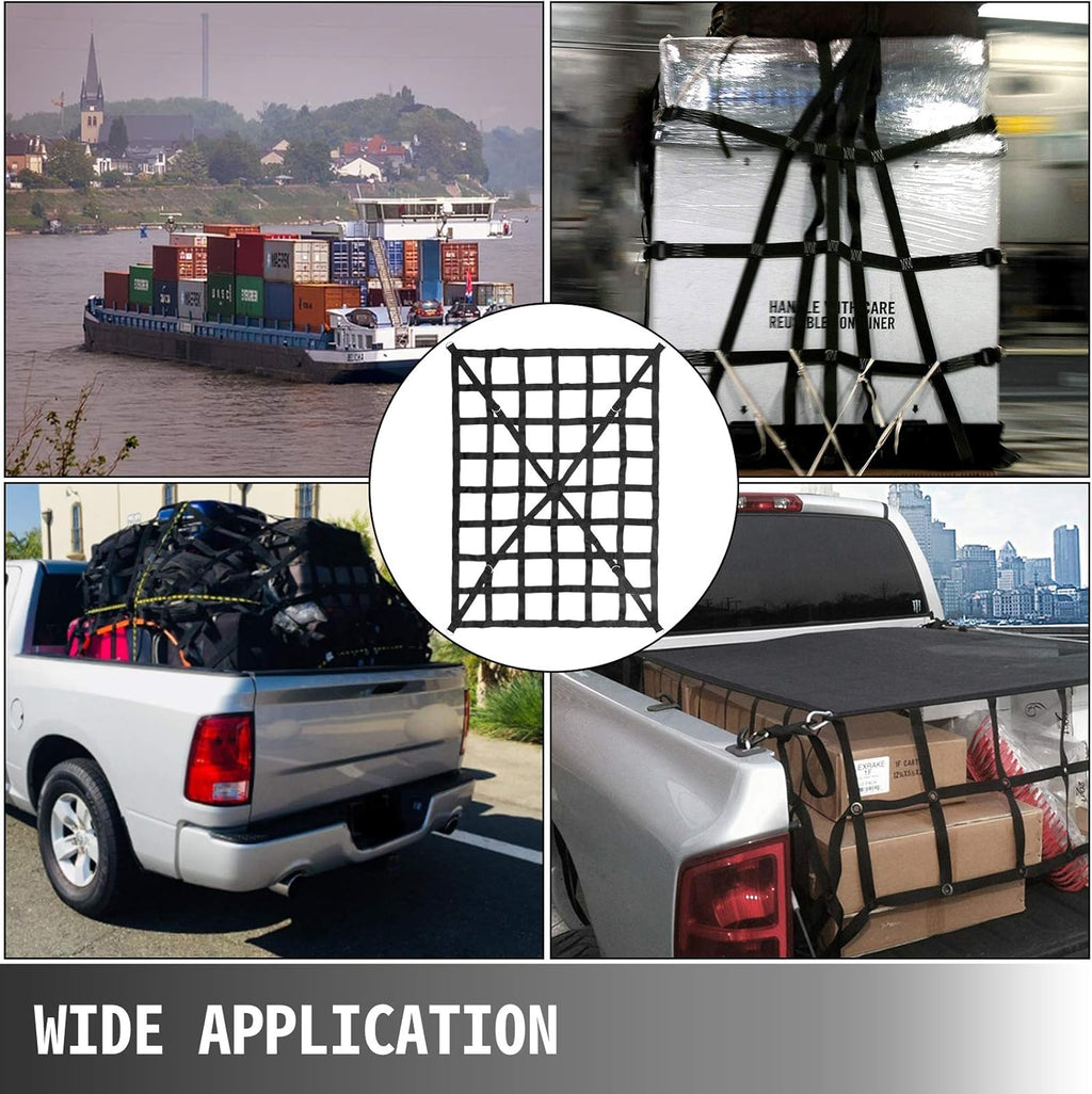 50 x 66 Cargo Net with Cam Buckles & S-Hooks, Heavy Duty Pickup Truck Cargo Net, Pack of 2 X2842