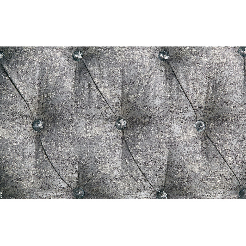 Tufted Fabric & Wood Sofa with 5 Pillows in Gray/Bronze X206