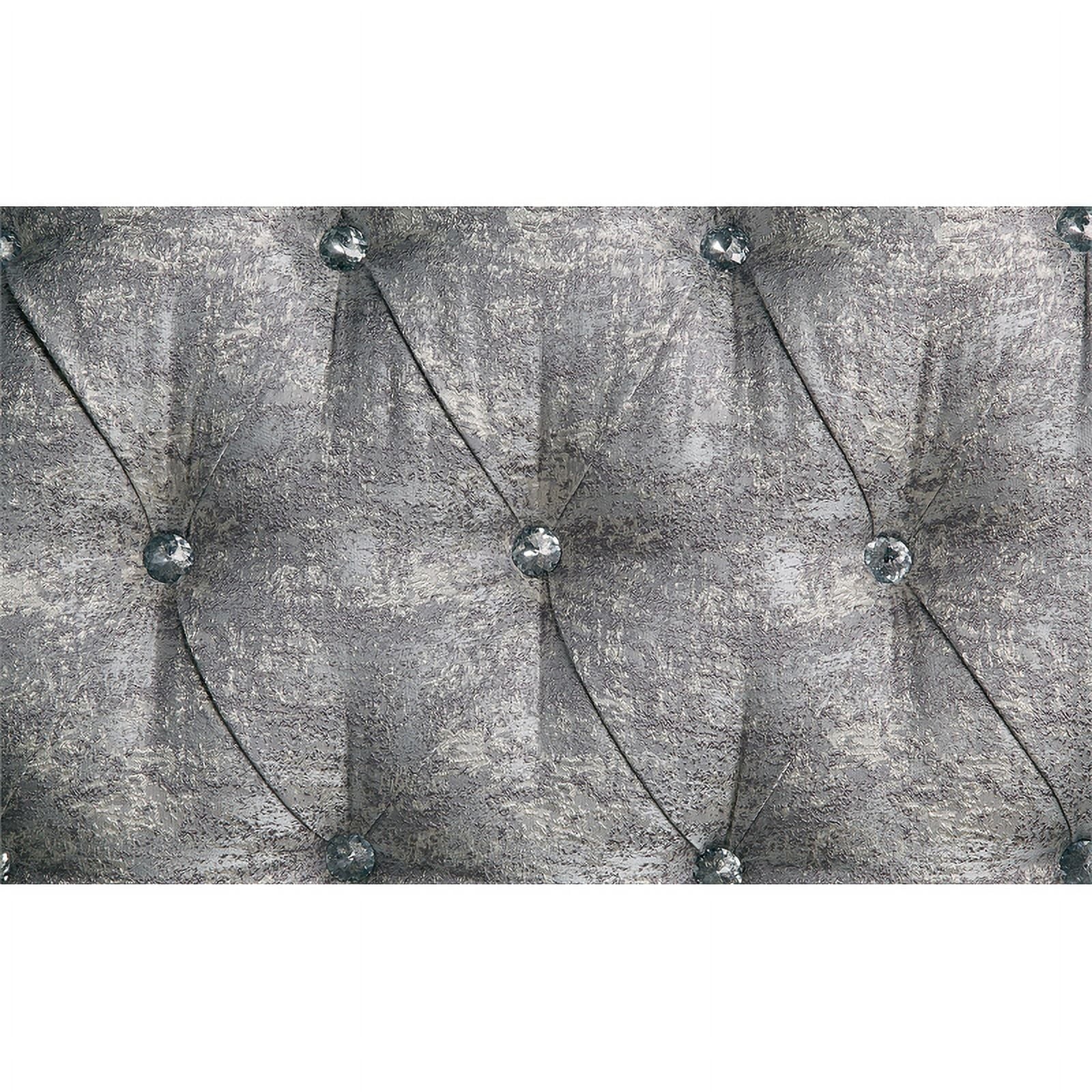 Tufted Fabric & Wood Sofa with 5 Pillows in Gray/Bronze X206