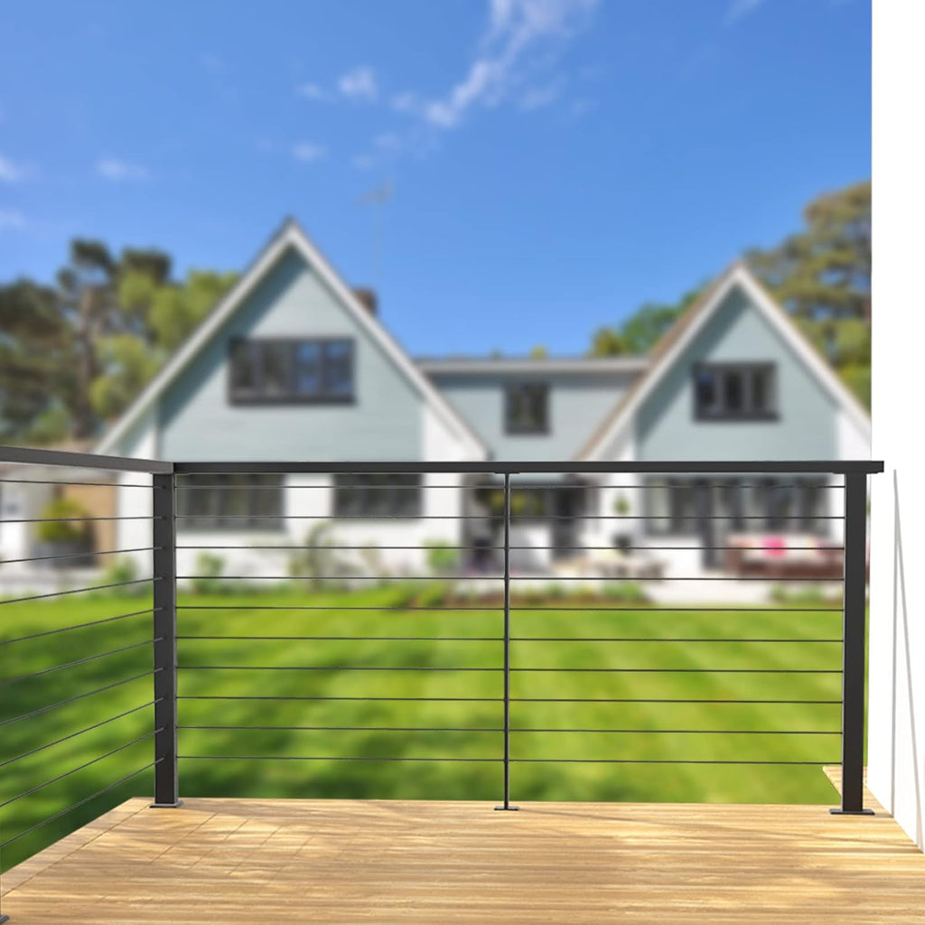 Black Square Weldless Stainless Steel Cable Railing Post 4Pack T49228
