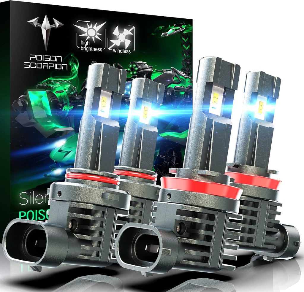 H11 LED Headlight Bulbs Combo, 24000LM Fanless Conversion Kit, 6500K Cool White, Pack of 2 O542