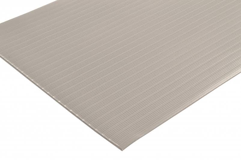 Anti-Fatigue Mat, 3 ft W x 60 ft L x 3/8 in, PVC Foam, Ribbed, Black M8673