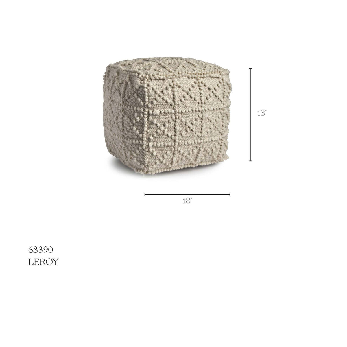 Ivory Wool Square Pouf C9255