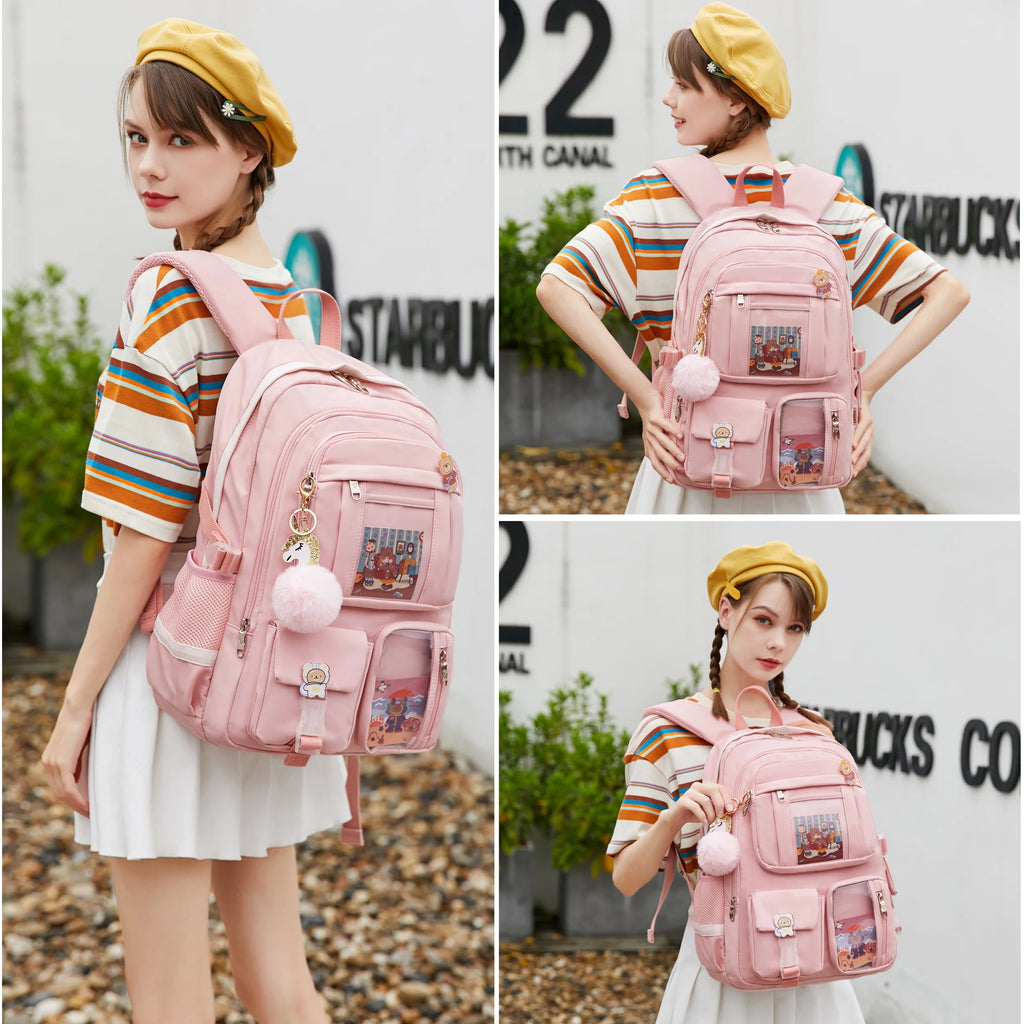 Pink 16 Inch Laptop Backpack U9891