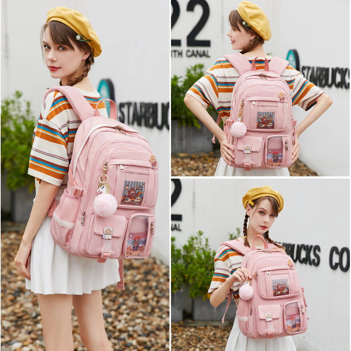 Pink 16 Inch Laptop Backpack U9891