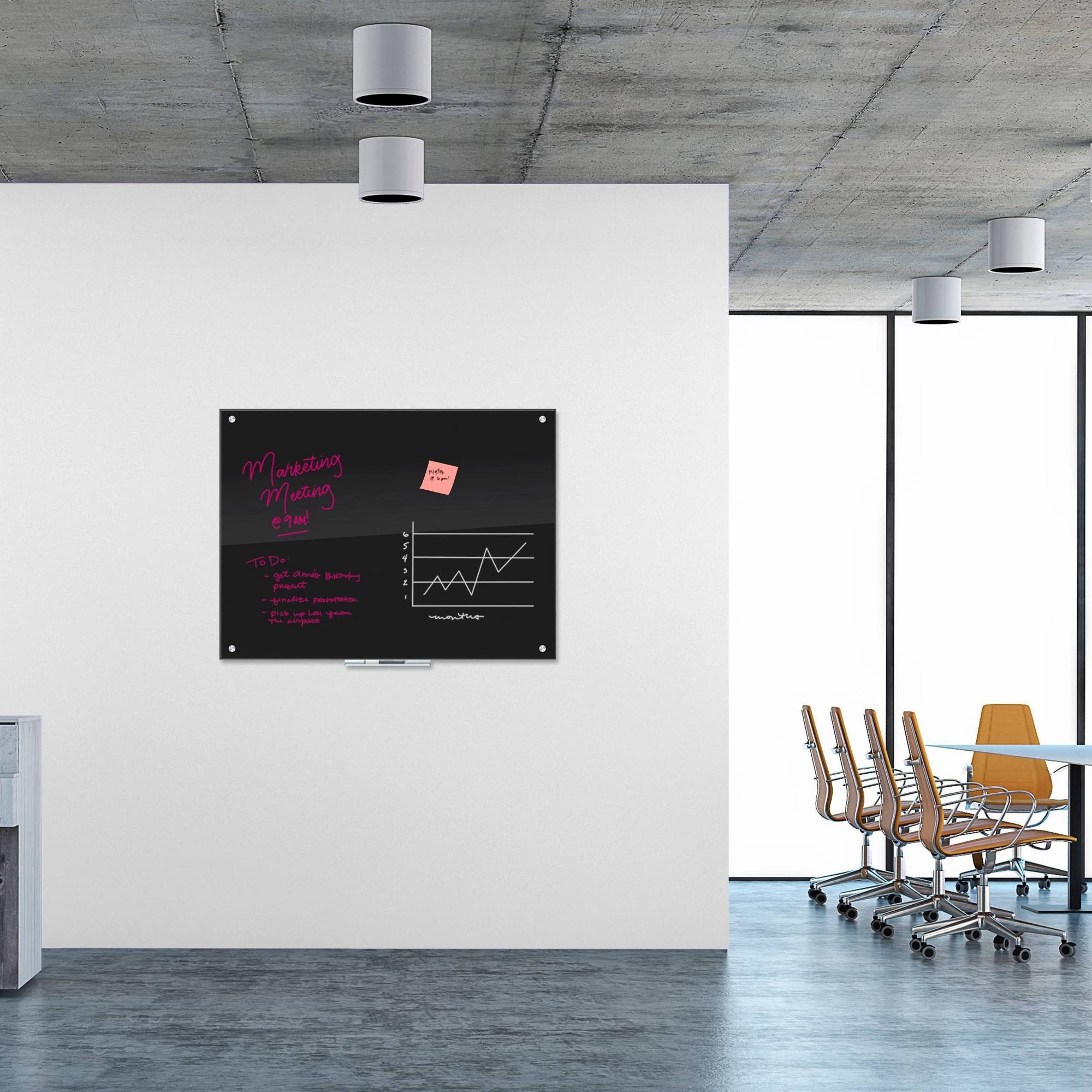 Glass Dry Erase Board, 48 x 36, Black R60583