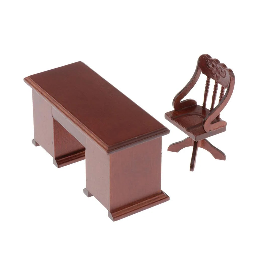 1:12 Scale Wooden Dollhouse Writing Desk and Chair Model M5507