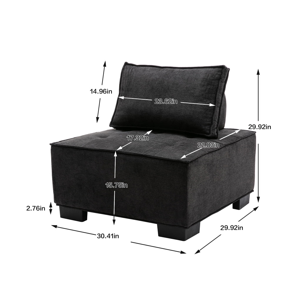 Black Ottoman Barrel Chair D9830