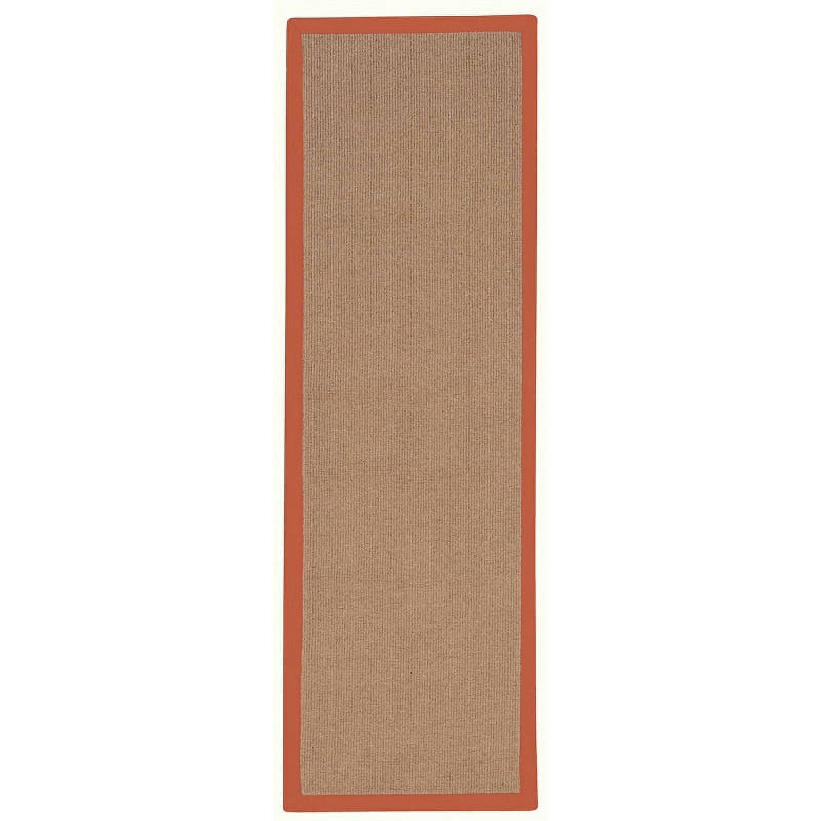 Machine Tufted Wool 2'6"x12' Rug in Brown and Burnt Orange U280437