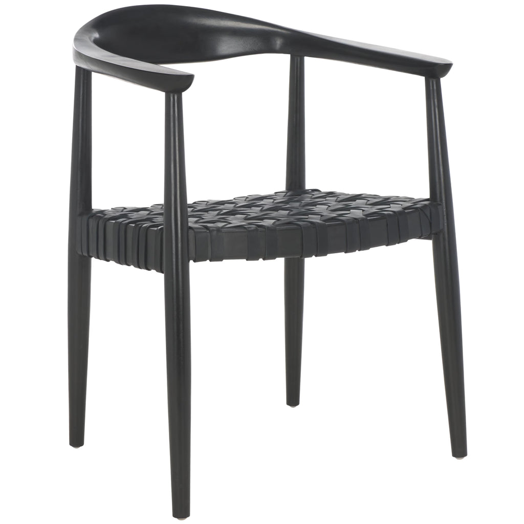 Black Leather Woven Accent Chairs G21421
