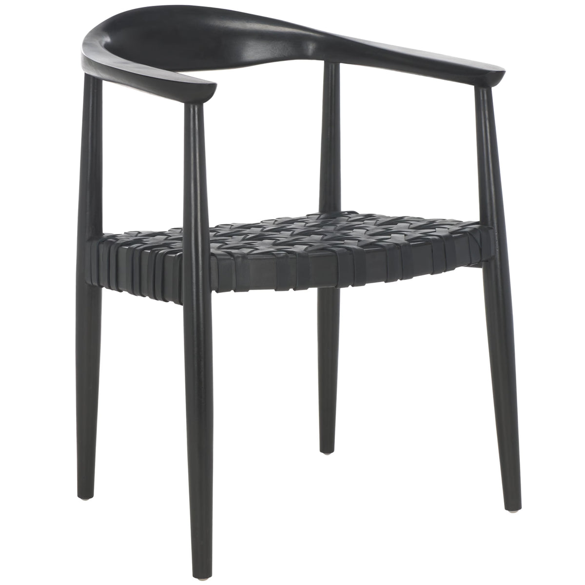Black Leather Woven Accent Chairs G21421