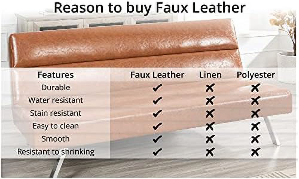 Faux Leather Convertible Folding Sofa Bed Futon with Chrome Legs M740